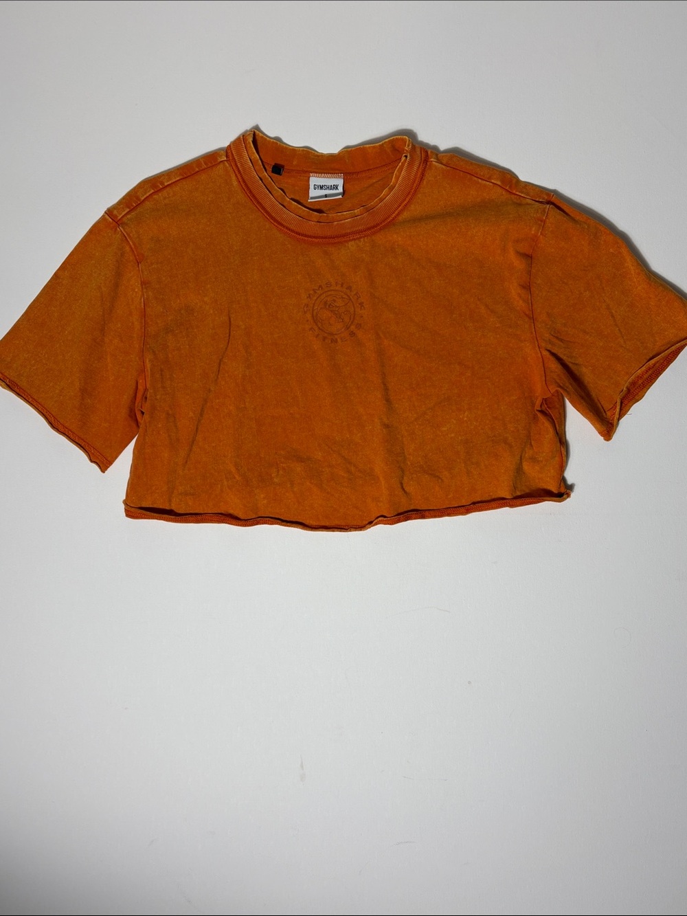 Gymshark Cropped Graphic Tee Orange Washed Boxy Crop Top Women’s Small